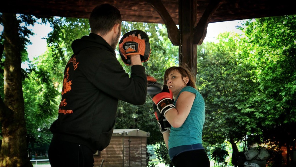 couple boxing training